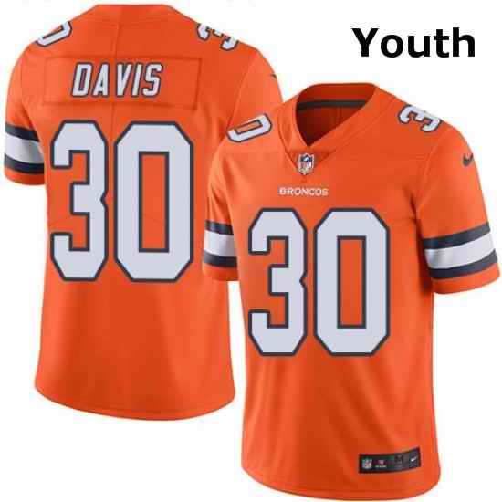 Youth Nike Denver Broncos 30 Terrell Davis Elite Orange Rush Vapor Untouchable NFL Jersey